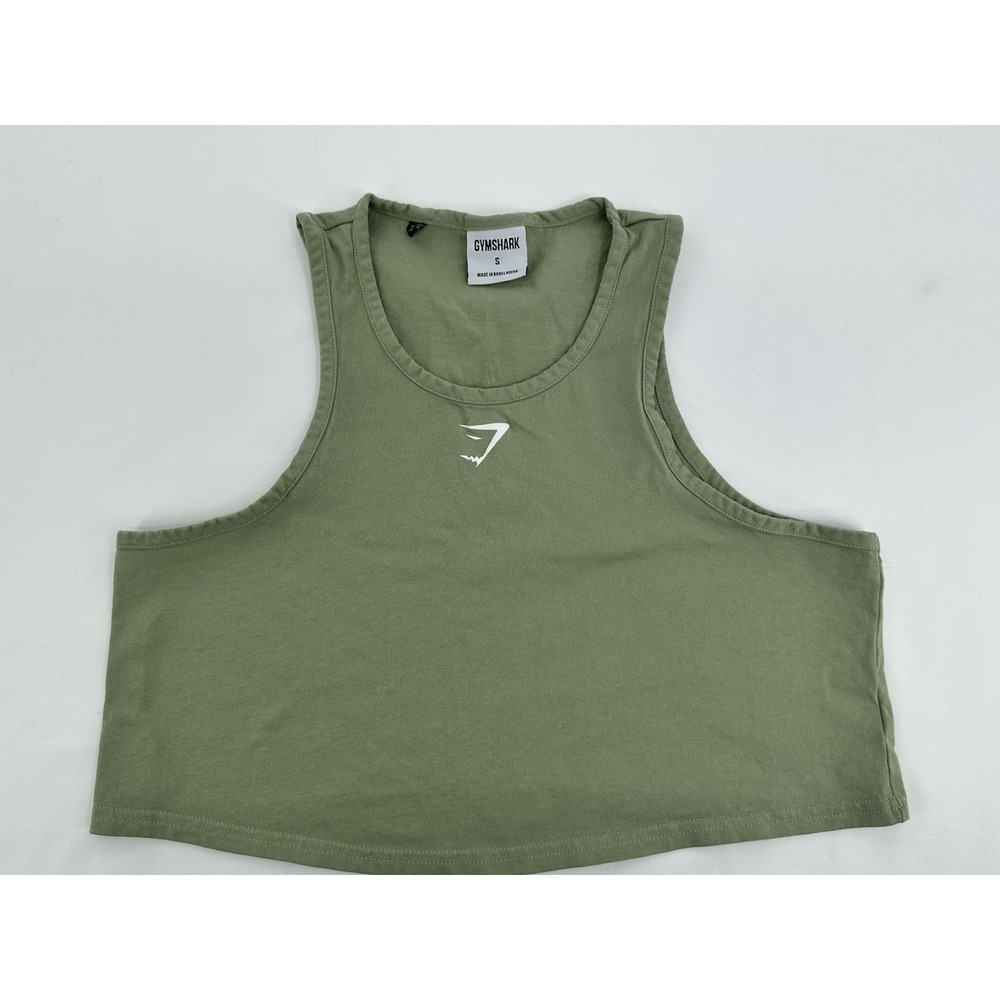 Gymshark Tank Top Womens Small Green Training‎ Crop Sleeveless Gym Workout